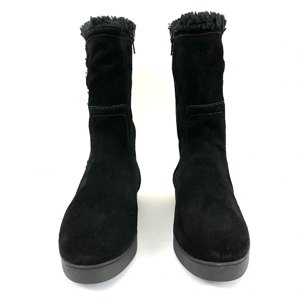 Talbots Tippi Black Suede Faux Fur Winter Boots